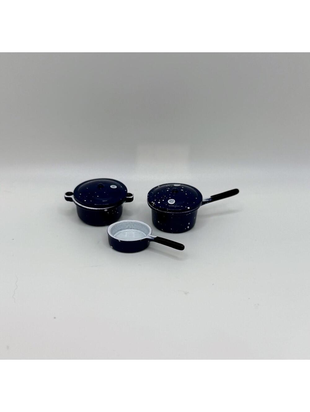 1:12 Dollhouse Miniature Metal Cookware Pot Set with Lids